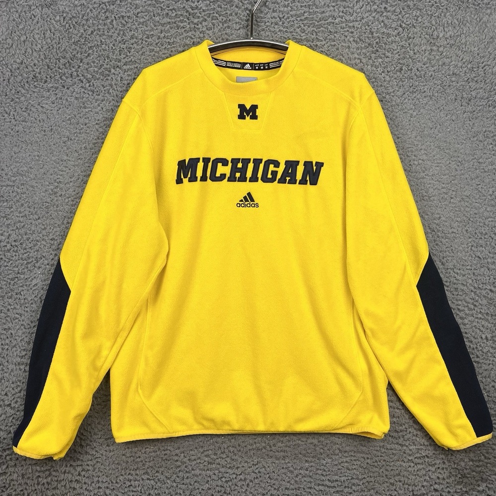 Michigan Wolverines Sweatshirt Medium Yellow Blue NCAA ClimaWarm Fleece Adidas